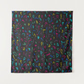 Neon heldere markeringen op zwart  wandkleed (Voorkant)