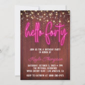 Neon Hello Quarty Wooden Birthday Invitation (Dos)