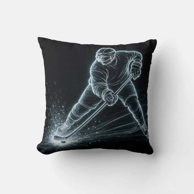 Neon Hockey Player On Ice Kussen (Voorkant)