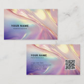 Neon holografische vloeibare texturen QR-code Visitekaartje (Voorkant / Achterkant)