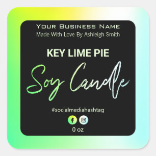 Neon Holographic Soy Candle Étiquette