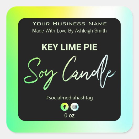 Neon Holographic Soy Candle Étiquette (Devant)