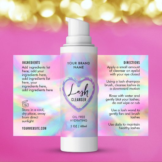 Neon Holographique Girly Lash Cleanser Étiquette b