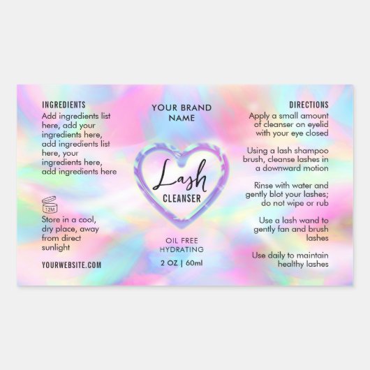 Neon Holographique Girly Lash Cleanser Étiquette b (Devant)