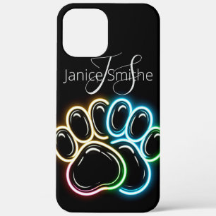 Neon hond Paws Monogram iPhone 12 Pro Max Hoesje