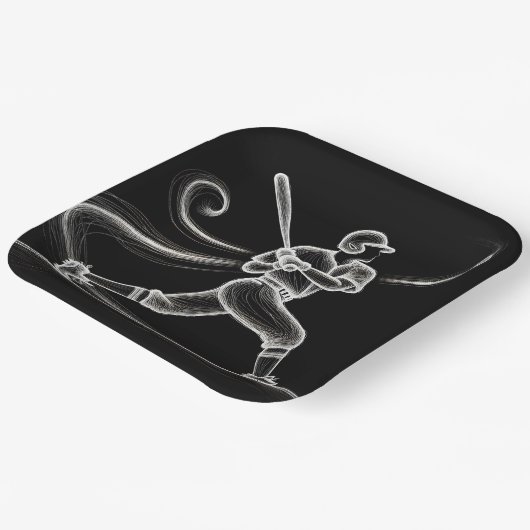 Neon honkballer swingen een vleermuis papieren bordje (Gebogen)