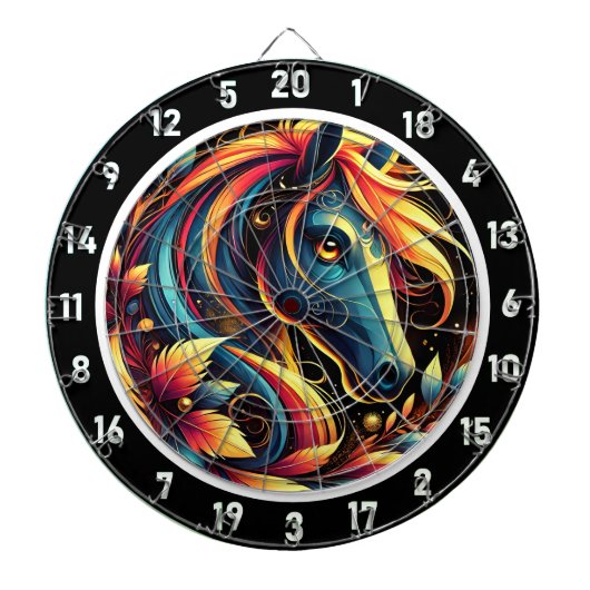 Neon Horse galop door het paradijs Dartbord (Voorkant)