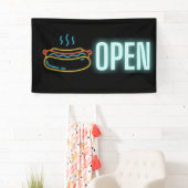 Neon Hot Dog Open Indoor Vinyl Banner (Insitu)