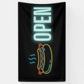 Neon Hot Dog Open Indoor Vinyl Banner (Verticaal)
