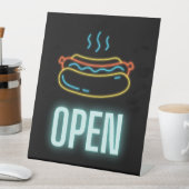 Neon Hot Dog Open Pedestal Sign Reclamebord Met Voetstuk (Insitu)