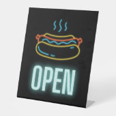 Neon Hot Dog Open Pedestal Sign Reclamebord Met Voetstuk (Voorkant)
