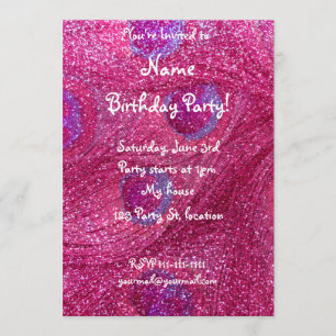 neon hot-roze glitter peace-veren kaart