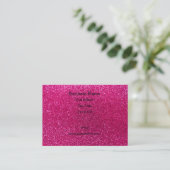 Neon hot roze glitter visitekaartje (Staand voorkant)