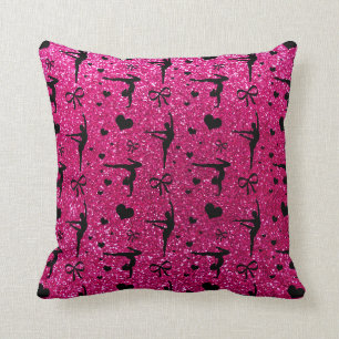 Neon hot roze gymnastiek glitterpatroon kussen