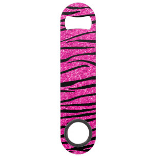 Neon hotroze glitter zebra strepen speed flessenopener