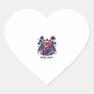 Neon Howl Retro K9 Unit Hond Zonnebril Palmboom_1 Hart Sticker