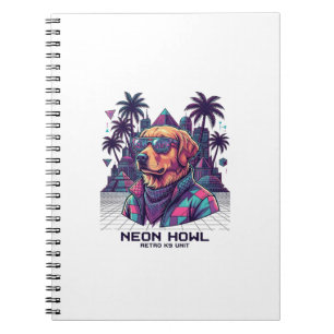 Neon Howl Retro K9 Unit Hond Zonnebril Palmboom_1 Notitieboek