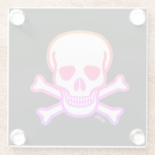 Neon Huid in Botten wit zwart glas onderzetter Glazen Onderzetter (Achterkant)