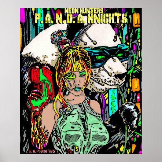 Neon Hunters: P. A. N. D. A. Knights Poster (Voorkant)