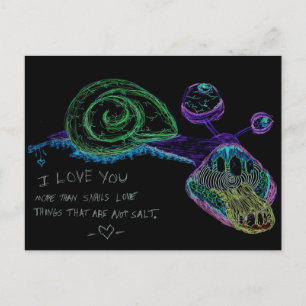 Neon I Love You Snail Briefkaart