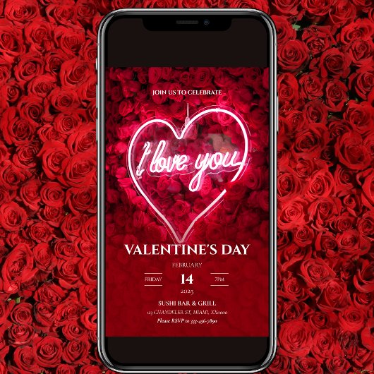 Neon I Love You Valentine's Day Invitation