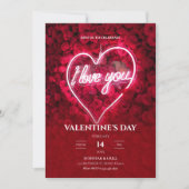 Neon I Love You Valentine's Day Invitation (Devant)