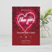 Neon I Love You Valentine's Day Invitation (Debout devant)