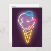 Neon Ice Cream Dog Aankondigingskaart (Voorkant / Achterkant)