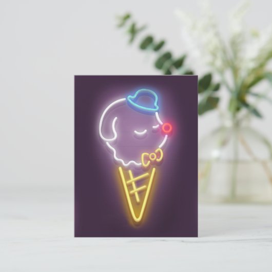 Neon Ice Cream Dog Aankondigingskaart (Staand voorkant)