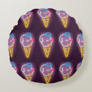 Neon Ice Cream Dog Rond Kussen
