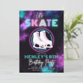 Neon Ice Skating Invitation | Ice Skateday Kaart (Staand voorkant)