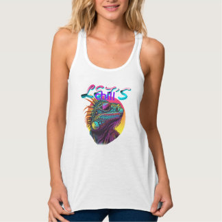 Neon Iguana – Retro 80s hagedis kunst Tanktop