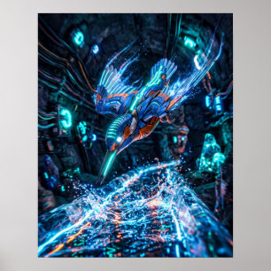 Neon IJsvogel Voltage Stream Print