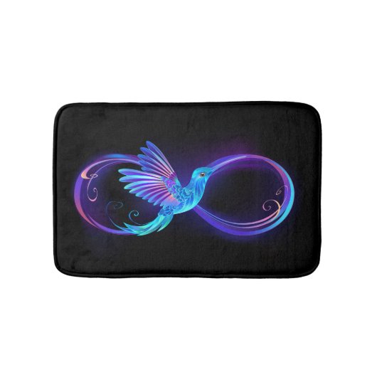 Neon Infinity Symbol with Glowing Hummingbird Badmat (Voorkant)