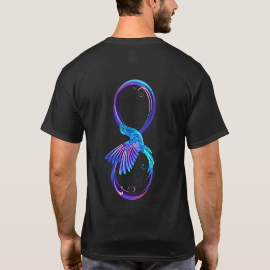 Neon Infinity Symbol with Glowing Hummingbird T-shirt (Achterkant)
