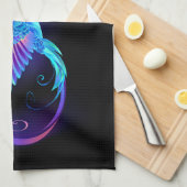 Neon Infinity Symbol with Glowing Hummingbird Theedoek (Quarter Fold)