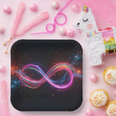 Neon Infinity Symbool in beweging Papieren Bordje (Feest)