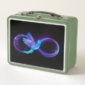 Neon Infinity Symbool met gloeiende Hummingbird (Voorkant)