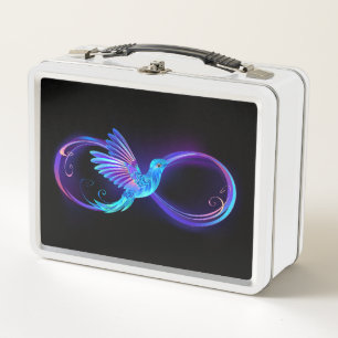 Neon Infinity Symbool met gloeiende Hummingbird