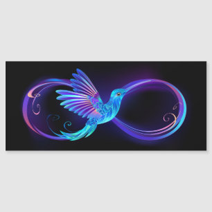 Neon Infinity Symbool met gloeiende Hummingbird