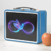 Neon Infinity Symbool met gloeiende Hummingbird (In situ)