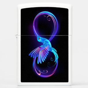 Neon Infinity Symbool met gloeiende Hummingbird