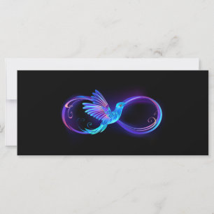 Neon Infinity Symbool met gloeiende Hummingbird