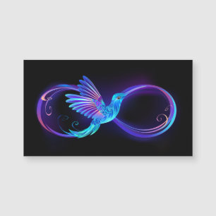 Neon Infinity Symbool met gloeiende Hummingbird