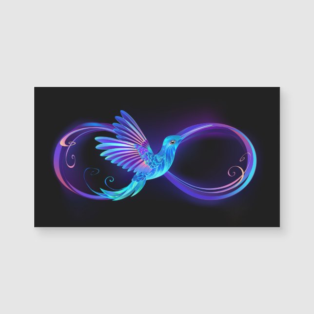 Neon Infinity Symbool met gloeiende Hummingbird (Voorkant)