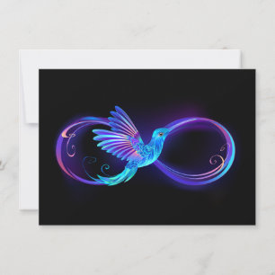 Neon Infinity Symbool met gloeiende Hummingbird