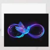 Neon Infinity Symbool met gloeiende Hummingbird Aankondiging (Voorkant / Achterkant)
