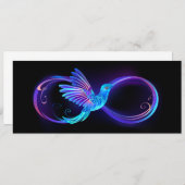 Neon Infinity Symbool met gloeiende Hummingbird Aankondiging (Voorkant / Achterkant)