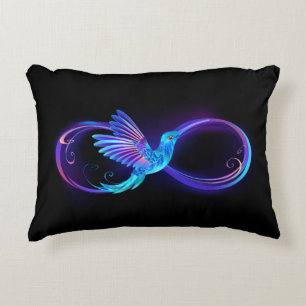 Neon Infinity Symbool met gloeiende Hummingbird Accent Kussen