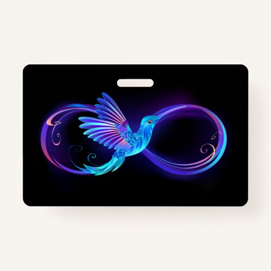 Neon Infinity Symbool met gloeiende Hummingbird Badge (Voorkant)